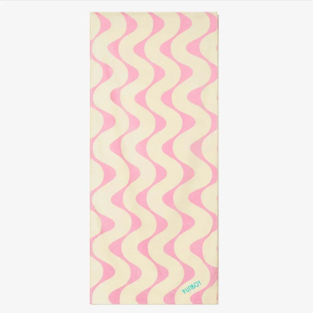 FUNBOY Poolside Leisure Club Beach Towel NWT Pink and White Fun Stripes Pool